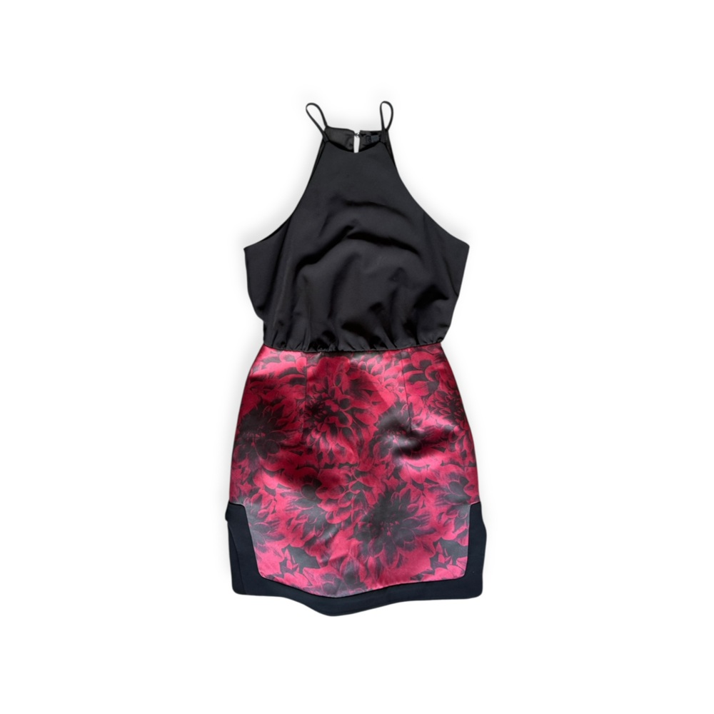 NBD black & pink mini floral dress small party cocktail summer - Picture 6 of 11
